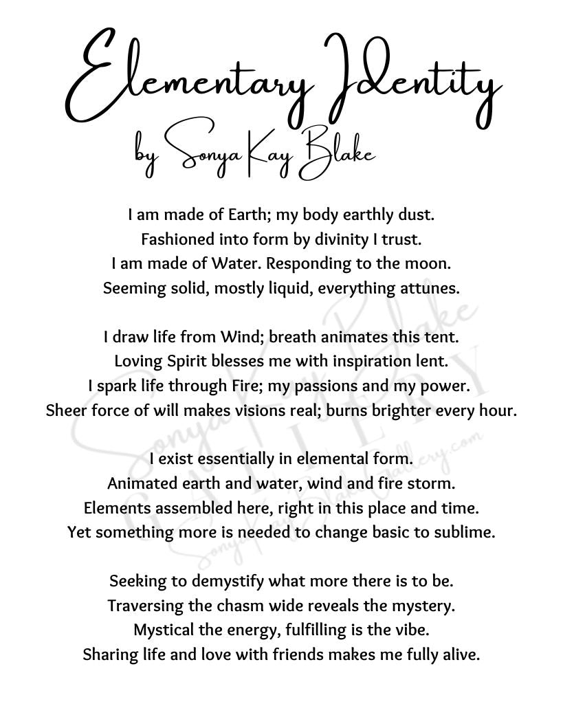 "Elementary Identity" Unframed Poetry Art Poster (Minimalist Style)