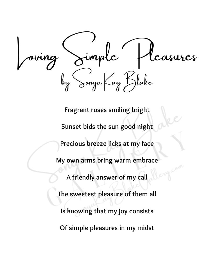 "Loving Simple Pleasures" Unframed Poetry Art Poster (Minimalist Style)