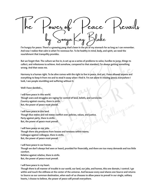 "The Power of Peace Prevails" Unframed Poetry Print