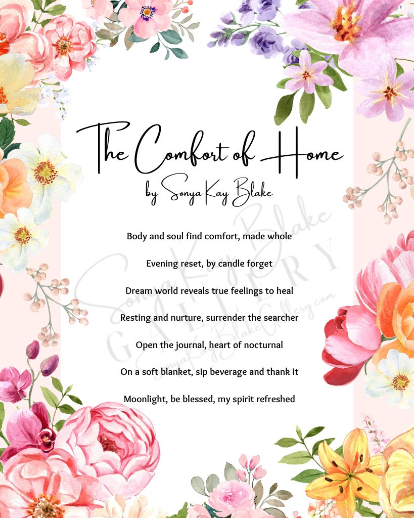 "The Comfort of Home" Unframed Poetry Art Poster (Floral Style)