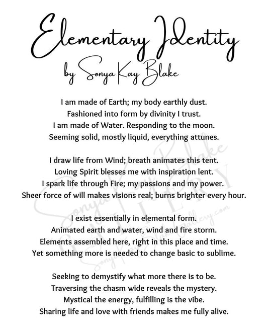 "Elementary Identity" Unframed Poetry Art Poster (Minimalist Style)