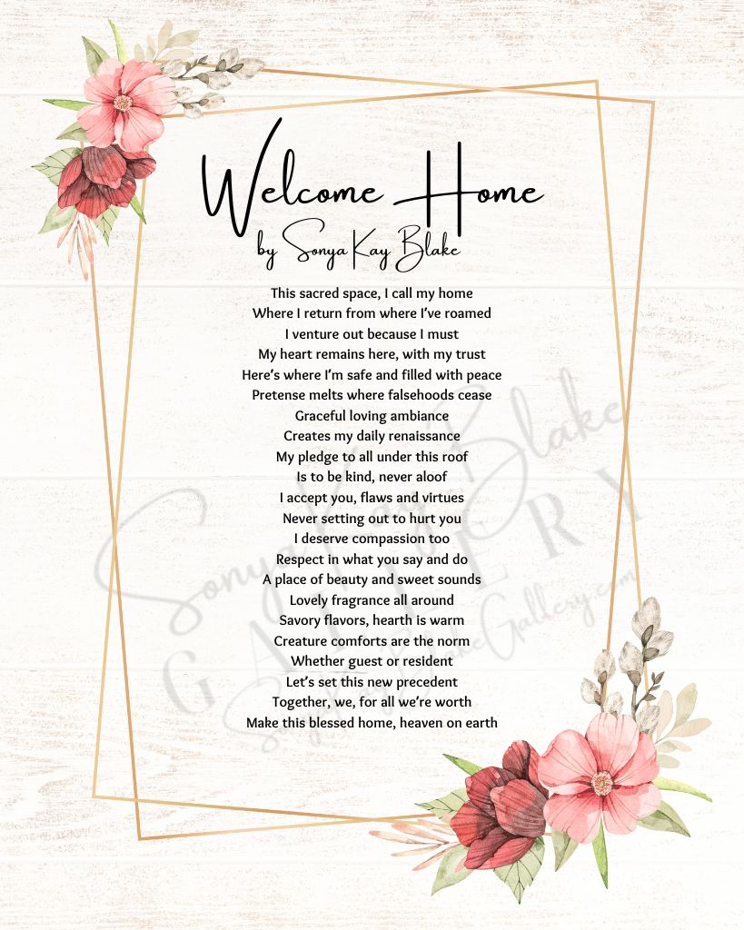 "Welcome Home" Unframed Poetry Art Poster (Rustic Style)