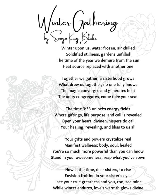 "Winter Gathering" Unframed Poetry Art Poster (Sisters Collection)