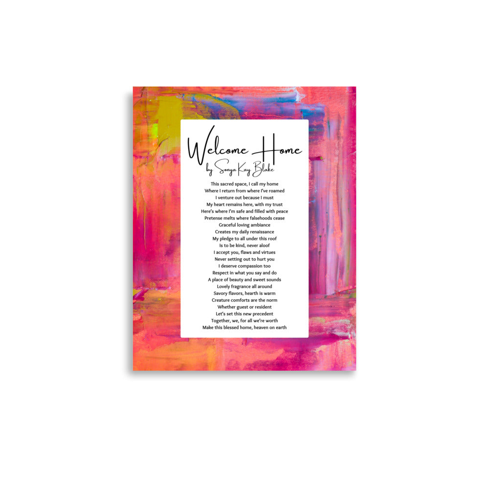 "Welcome Home" Unframed Poetry Art Poster (Contemporary Style)