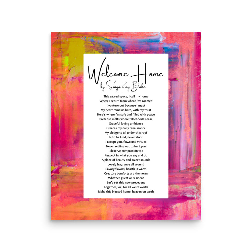 "Welcome Home" Unframed Poetry Art Poster (Contemporary Style)