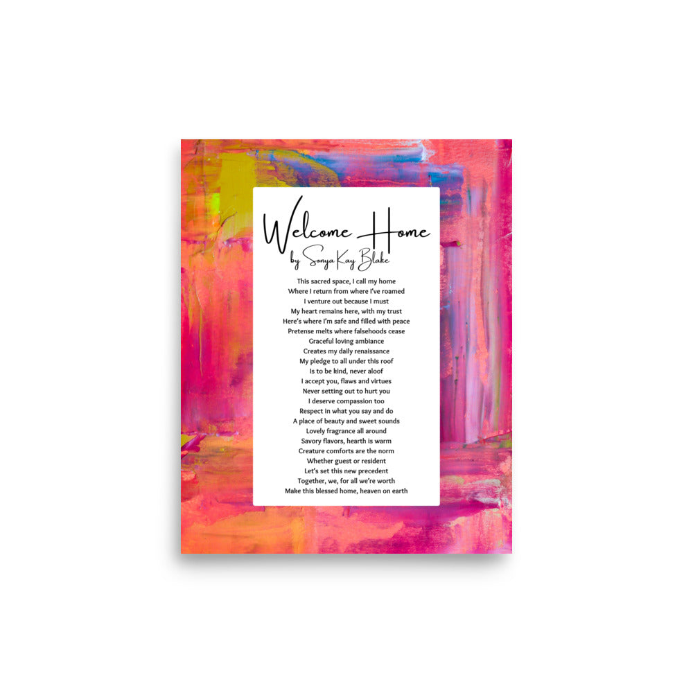 "Welcome Home" Unframed Poetry Art Poster (Contemporary Style)